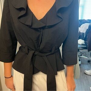 Elegant Black Ruffle Blouse